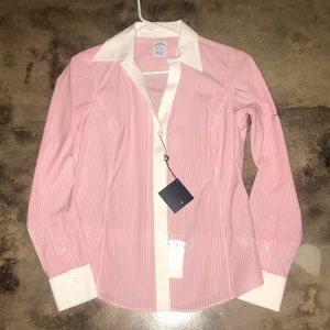 Brooks Brothers Non-Iron Pink White Shirt